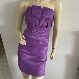 Strapless purple tiered mini party dress size small